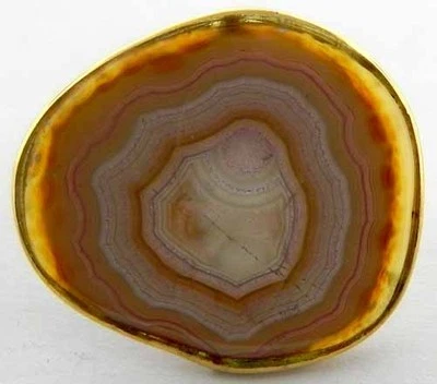 18K Yellow Gold - Natural Agate Tie Tack Pin - Image 1 of 3