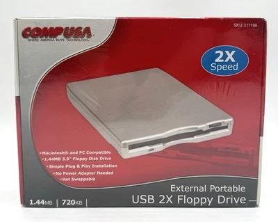 Comp USA External Portable USB 2X Floppy Drive SKU 311196 - NEW/SEALED - Image 1 of 4