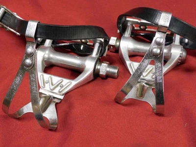 1 Pair 80's Vintage Sakae Ringyo SR SP-12 Pedals w/ Medium Toe Clips & SR Straps - Image 1 of 4