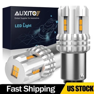 2/4X AUXITO 1157 LED Bulbs 2200K Amber Yellow Turn Signal Light Super Bright T - Picture 1 of 19