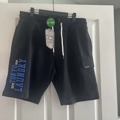 Tokyo Laundry Men’s Siding Multi-Pocket Fleece Jogger Shorts Jet Black Size XL - Image 1 of 4
