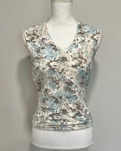 Y2K The Limited Blue and Brown Floral Splatter Print Tank Top Size Small - Picture 1 of 5