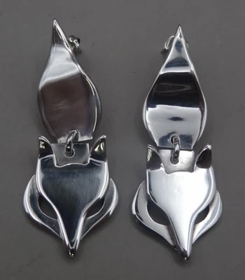 .925 Sterling Silver Fox Dangle Earrings, 15.5g - Image 1 of 3