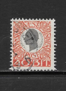 DANISH WEST INDIES SCOTT 35 USED F/VF - 1905 40b RED & GRY ISSUE - CHRISTIAN IX - Picture 1 of 2