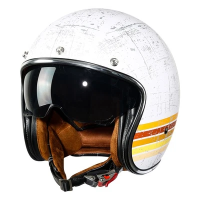 Casco retro de motocicleta de media cara abierta con gafas talla L aprobado por el DOT Foto 1 de 4