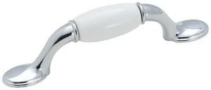 Amerock 263 Chrome/White Allison Value 3" Center To Center Handle Cabinet Pull - Picture 1 of 5