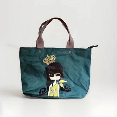 Bolsa tote casual Marino Orlandi designer italiano Itália verde náilon rara zíper menina - Imagem 1 de 4