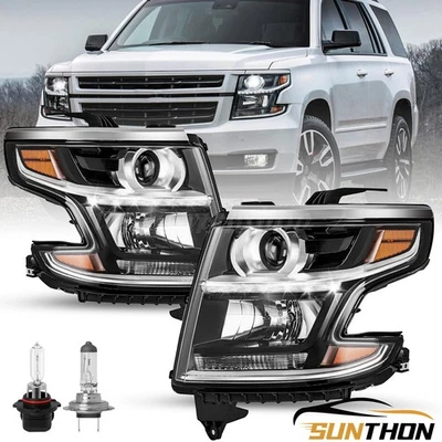 For 2015-2020 Chevy Tahoe Suburban 16-19 3500HD Black Projector Headlights 15-20 Foto 1 de 4