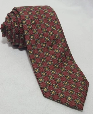 Corbata para hombre JZ RICHARDS roja geométrica cuadrados granate seda 58" Foto 1 de 4