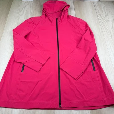 Nina Mclemore 女式粉色 Active 3XDry 旅行夹克拉链口袋雨衣 2XL — 第 1/4 张图片