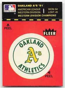 Adesivi Fleer 1982 logo Oakland A ODDBALL! - Foto 1 di 2