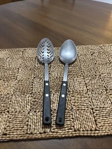 Vintage Ekco Forge Slotted And Solid Serving Spoon Set Stainless Steel USA - Picture 1 of 13