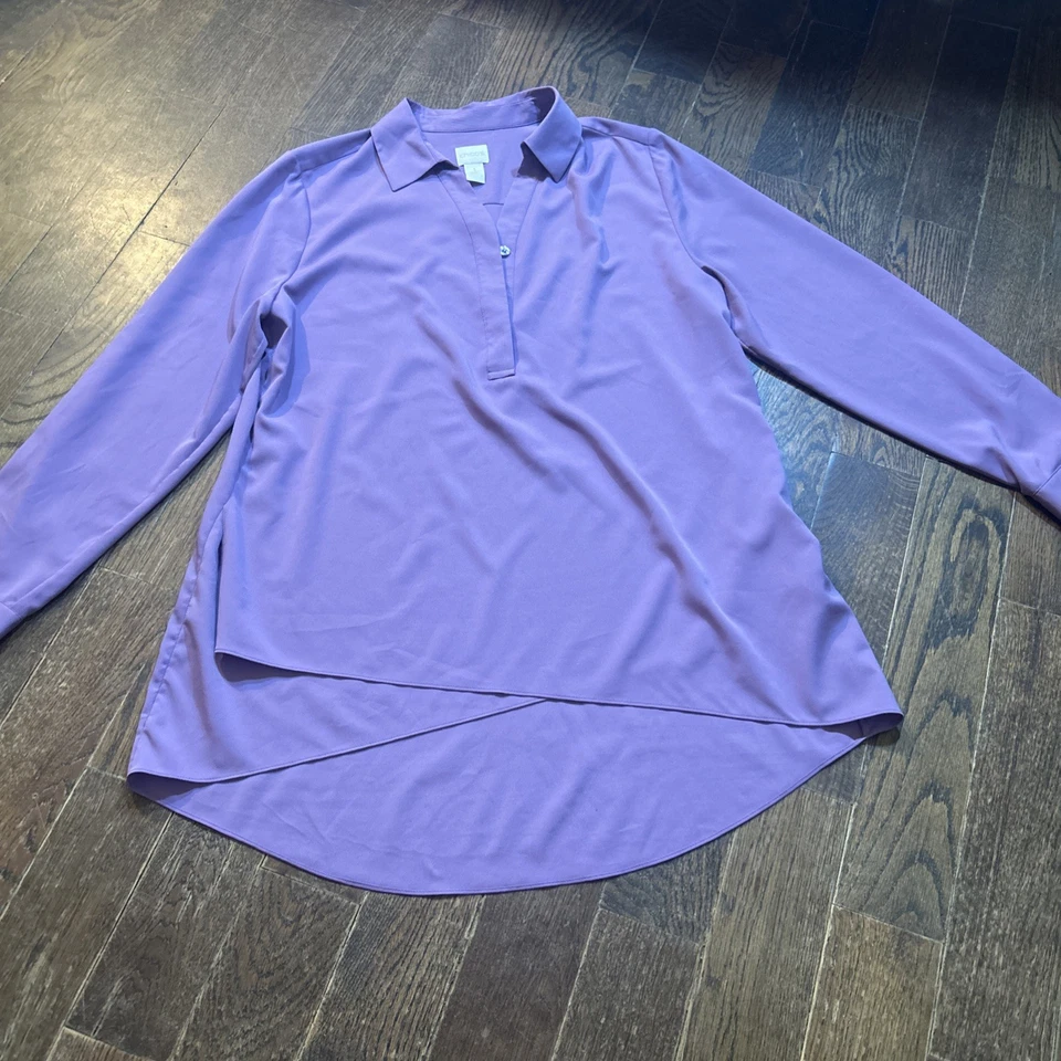 Camisa Chicos Para Mujer Talla - 1 Mediana Púrpura Botón Blusa Top Fluido En Capas Foto 1 de 4
