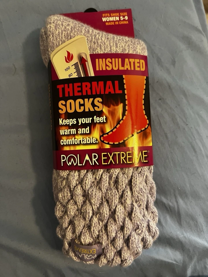 POLAR EXTREME ~ Insulated Thermal Socks ~ Shoe Size Women 5-9 ~ PURPLE MARLED - Image 1 of 2