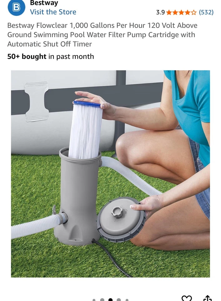 Bestway Flowclear 1,000 Gallons per Hour Above Ground Swimming Pool Filter Pump - Image 1 of 4