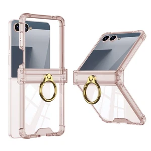 For Galaxy Z Flip 6/Flip7 Slim Clear Case Ring Stand Shockproof TPU Hybrid Cover - Picture 1 of 24