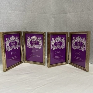 Vintage Gold Tone Ornate Double Photo Frame 3.5 X 5” Set Of 2, Stunning Frames - Picture 1 of 9