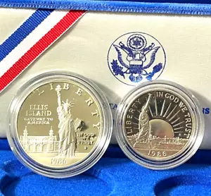 1986-S Liberty Silver Proof Set, Commemorative $1 & Half Dollar Coin #333B - Picture 1 of 15