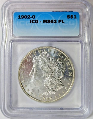 1902-O Morgan Silver Dollar ICG MS-63 PL Prooflike Mostly White Coin - Image 1 of 4
