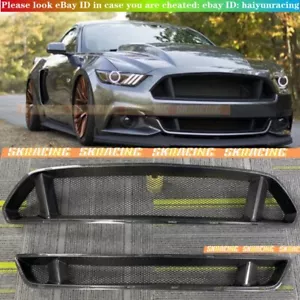 Carbon Fiber Front Upper+Lower Bumper Grill Grille For Ford Mustang 2015-2017 - Foto 1 di 12