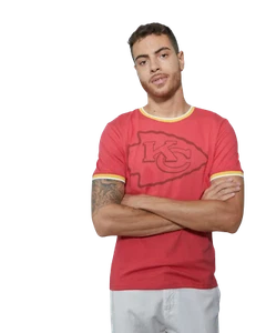 Junk Food Mens NFL Kansas City Chiefs Throwback Ringer Tee Shirt New S-XL - Picture 1 of 5