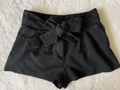 IRO Tynasa 百褶绑带黑色短裤,尺寸法国 38(美国 6) — 第 1/4 张图片