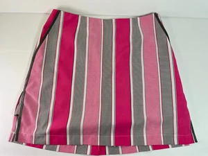 Golftini Golf Skirt/Skort Womens Sz 0 Pink/Grey Stripes Pockets Poly/Spndx EUC! - Picture 1 of 10