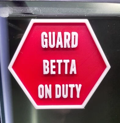 Betta Fish Tank Decor "Guard Betta On Duty" Sign Betta Supplies Accessories - Image 1 of 4