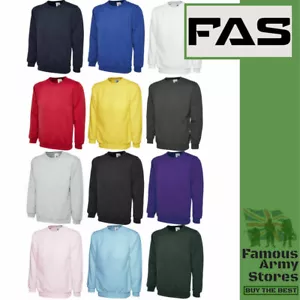 Unisex Classic Sweatshirt Brushed Jumper Thick Casual Mens Womens Sweat Pullover - Picture 1 of 7