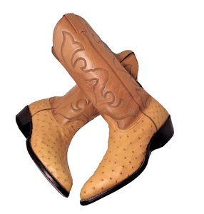 Larry Mahan Custom Exotic Full Quill Ostrich Skin Western Boots US 9.5D LNWOB - Picture 1 of 12