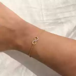 .50Ct Round Cut Moissanite Women Infinity Bracelet 14k Yellow Gold Plated Silver - Picture 1 of 4