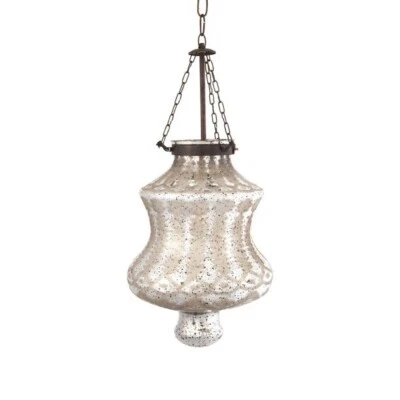 Cadena colgante de hierro de vidrio de mercurio grabado en cadel luz gótica colgante blanco plata Foto 1 de 4