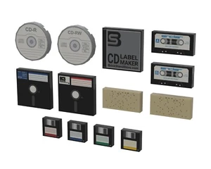 Custom UV Print on LEGO Tiles - Computer retro pack, floppy, CD, MC, card - Picture 1 of 2