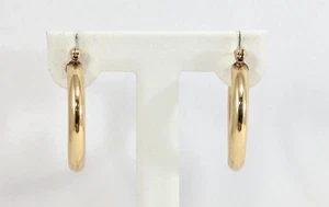 14K Gold Hoop Earrings 1" Diameter - Picture 1 of 5