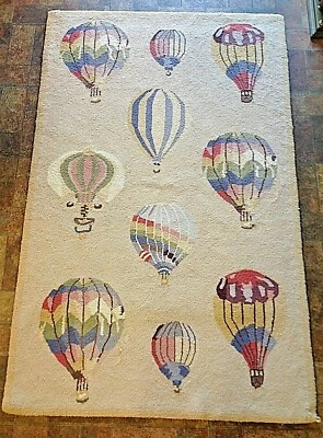 Винтажный большой бежевый берберский стиль туго плетение крюк ковер парад воздушных шаров - Изображение 1 из 4