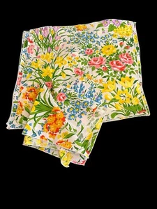 Vintage 1970s 80s Fine Quality Linen Napkins Set of 7 Floral Flower 16" x 16" - Picture 1 of 6