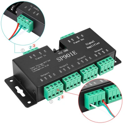 SP901E Signal Amplifier Data Repeater for WS2812B WS2811 WS2813 LED Strip Light - Image 1 of 4