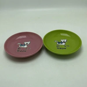 Juego de 2 Platos de Cerámica Petrageous para Gato Rosa y Verde Pequeños - Imagen 1 de 6