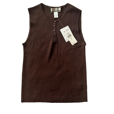 Nine and Company 棕色无袖罗纹衬衫大号 — 第 1/4 张图片