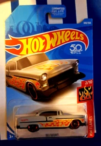 2018 Hot Wheels #300 HW Flames 2/10 '55 CHEVY Primer grau - Bild 1 von 4