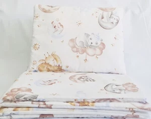 4 pc BEDDING SET COT/COT BED BABY quilt cover pillowcase pillow ANIMALS CLOUDS - Picture 1 of 1