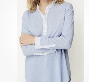 J. Jill Women’s L Tunic Top Shirt Blue White Stripe Lightweight Relaxed Coastal - Picture 1 of 13