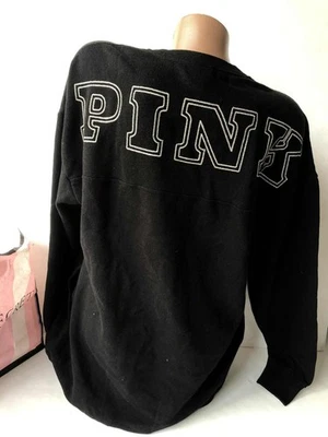 Pulôver de lã Victoria's Secret rosa hera logotipo bordado preto novo com etiquetas - Imagem 1 de 4
