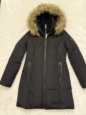 Chaqueta Abrigo Michael Kors Mujer Piel Sintética Ribete Negro XXS RN 79675 Foto 1 de 4