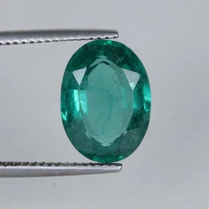 Natural Green Emerald 5.345 Ct. Oval Cut Loose Gemstone In 925 Sterling Silver - Picture 1 of 6