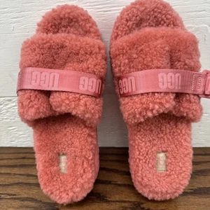 UGG Fluffita Damen-Plateausandalen rosa Logo Hausschuhe Größe 10 - Bild 1 von 6