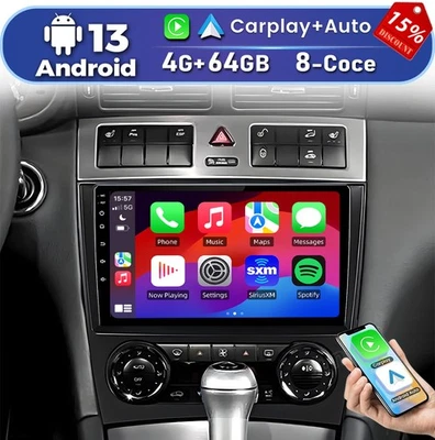 4+64GB Android 13 Carplay For Mercedes Benz C Class W203 W209 Car Radio GPS Navi Foto 1 de 4