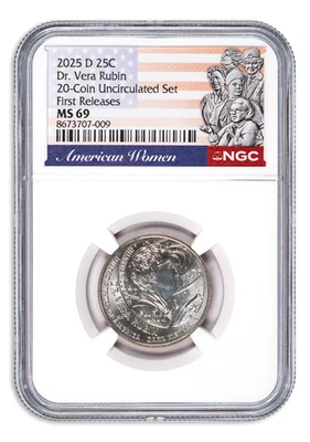 2025 D Dr. Vera Rubin Quarter from 20-Coin Unc Mint Set NGC MS69 - Top Pop! - Image 1 of 2