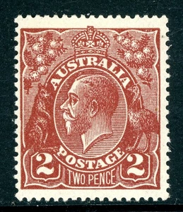 Australia 1927 Predecimal KGV Head 2p Red Brown Perf 14 SG #89 Mint Q956 - Picture 1 of 6