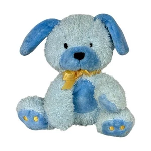 Child Of Mine Carters Blue Plush Puppy Yellow Woof Ribbon Dog Baby Toy -No Sound - Picture 1 of 4